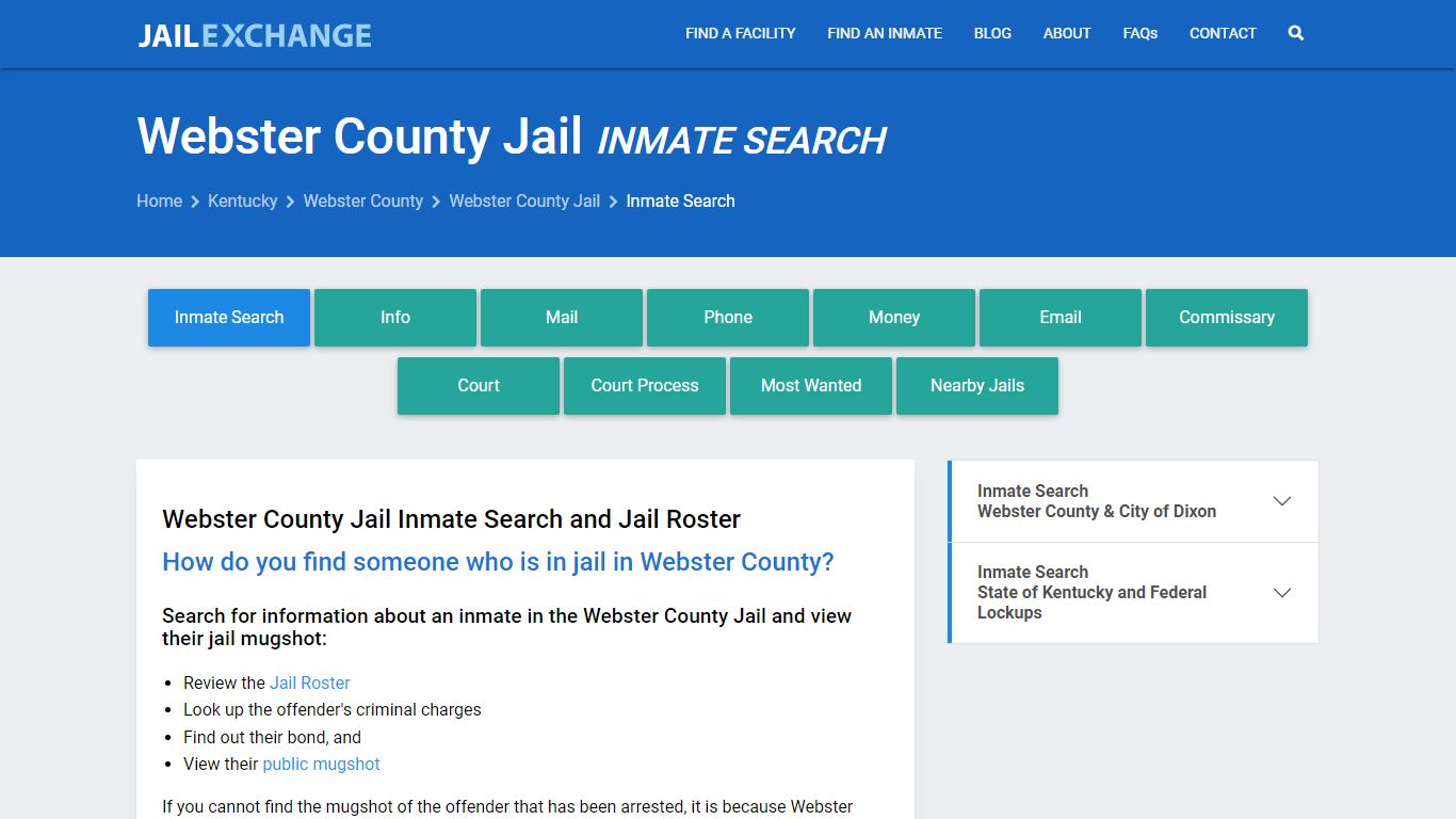Inmate Search: Roster & Mugshots - Webster County Jail, KY