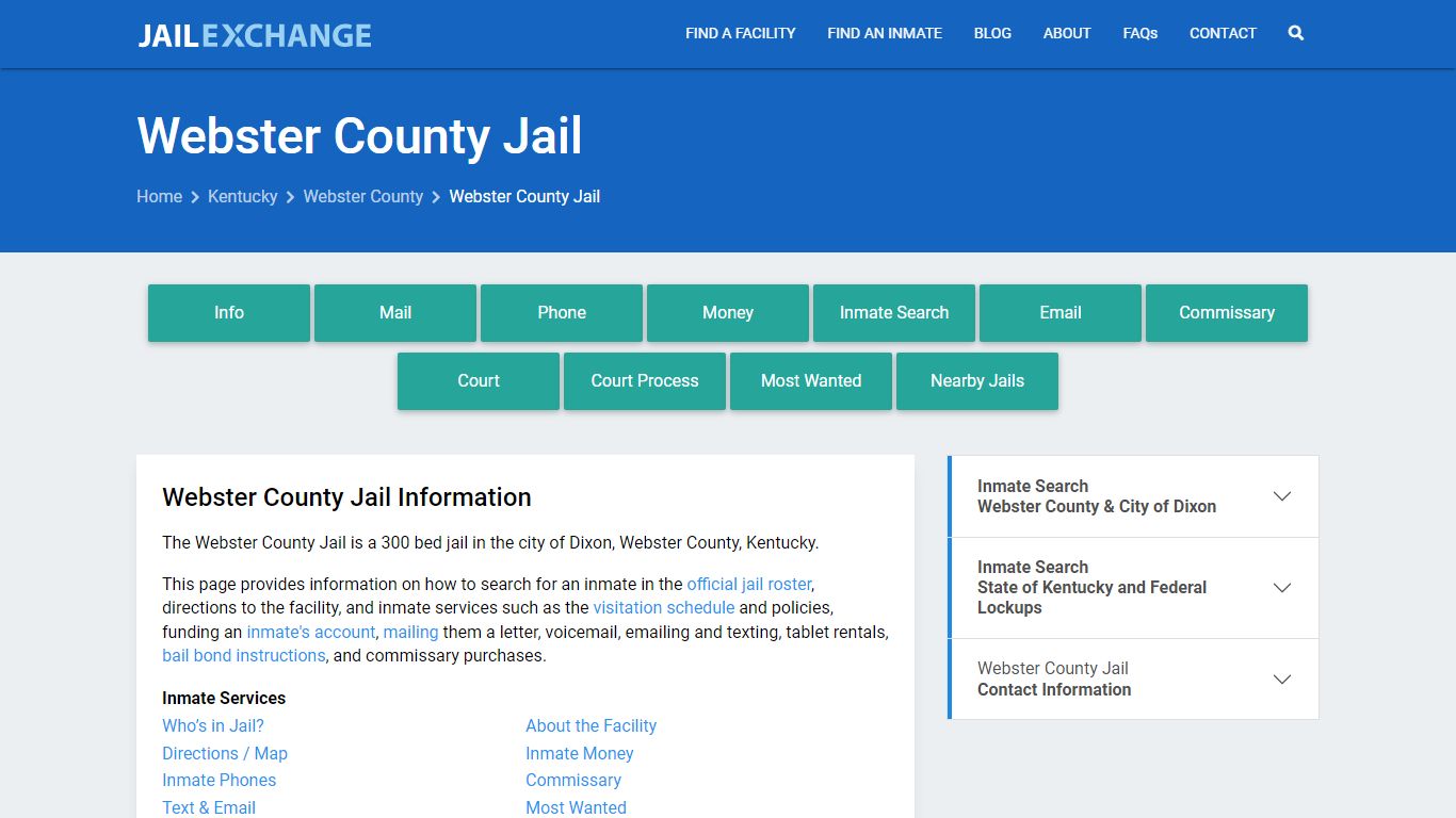 Webster County Jail, KY Inmate Search, Information